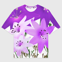 Футболка оверсайз женская Flowers purple light, цвет: 3D-принт