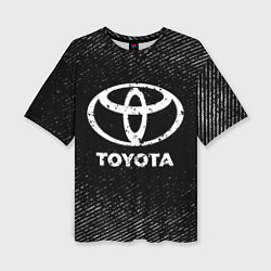 Женская футболка оверсайз Toyota с потертостями на темном фоне