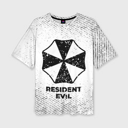 Женская футболка оверсайз Resident Evil с потертостями на светлом фоне