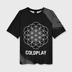 Женская футболка оверсайз Coldplay Glitch на темном фоне