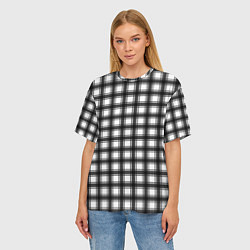 Футболка оверсайз женская Black and white trendy checkered pattern, цвет: 3D-принт — фото 2