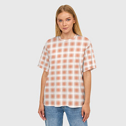 Футболка оверсайз женская Light beige plaid fashionable checkered pattern, цвет: 3D-принт — фото 2