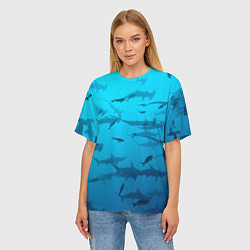 Футболка оверсайз женская Акулы - океан, цвет: 3D-принт — фото 2