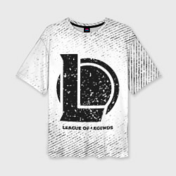 Женская футболка оверсайз League of Legends с потертостями на светлом фоне