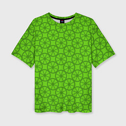 Женская футболка оверсайз Зеленые колеса