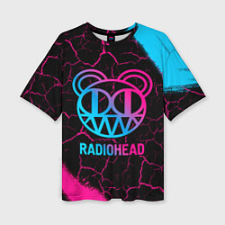 Женская футболка оверсайз Radiohead - neon gradient