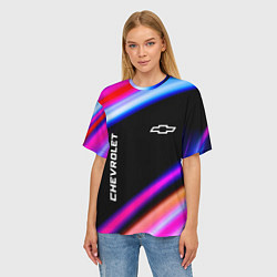 Футболка оверсайз женская Chevrolet speed lights, цвет: 3D-принт — фото 2