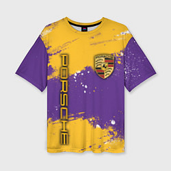 Женская футболка оверсайз PORSCHE- LAKERS COLORS