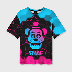 Женская футболка оверсайз FNAF мишка - neon gradient