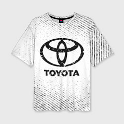 Женская футболка оверсайз Toyota с потертостями на светлом фоне