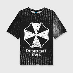 Женская футболка оверсайз Resident Evil с потертостями на темном фоне