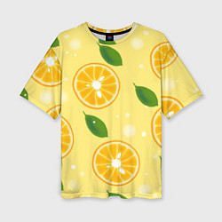 Женская футболка оверсайз Сочные апельсины в разрезе