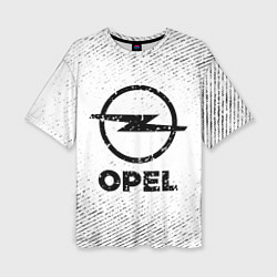Женская футболка оверсайз Opel с потертостями на светлом фоне