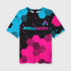 Женская футболка оверсайз Apex Legends - neon gradient: символ сверху