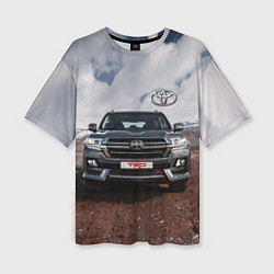 Женская футболка оверсайз Toyota Land Cruiser in the mountains
