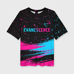 Футболка оверсайз женская Evanescence - neon gradient: символ сверху, цвет: 3D-принт