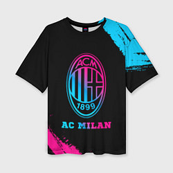 Женская футболка оверсайз AC Milan - neon gradient