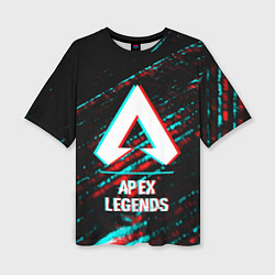 Женская футболка оверсайз Apex Legends в стиле glitch и баги графики на темн