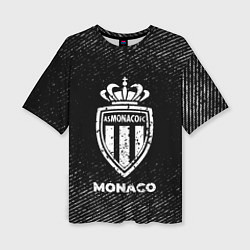 Женская футболка оверсайз Monaco с потертостями на темном фоне