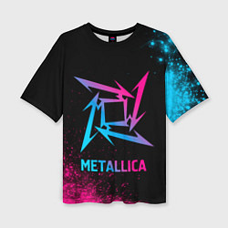 Женская футболка оверсайз Metallica - neon gradient