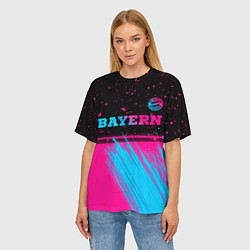 Футболка оверсайз женская Bayern - neon gradient: символ сверху, цвет: 3D-принт — фото 2