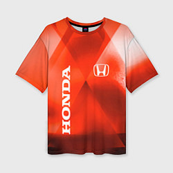 Женская футболка оверсайз Honda - красная абстракция