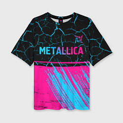 Женская футболка оверсайз Metallica - neon gradient: символ сверху