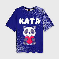 Футболка оверсайз женская Катя панда с сердечком, цвет: 3D-принт