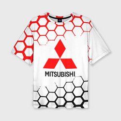 Футболка оверсайз женская Mitsubishi - логотип, цвет: 3D-принт