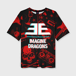 Женская футболка оверсайз Imagine Dragons rock glitch