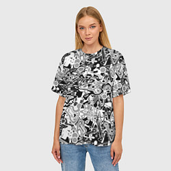 Футболка оверсайз женская Черно-белый абстрактный паттерн, цвет: 3D-принт — фото 2