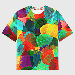Женская футболка оверсайз Colored leaves