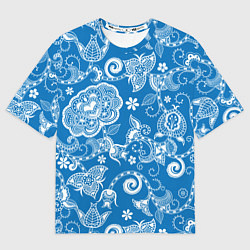 Женская футболка оверсайз Голубое кружево