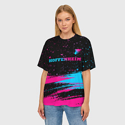 Футболка оверсайз женская Hoffenheim - neon gradient: символ сверху, цвет: 3D-принт — фото 2