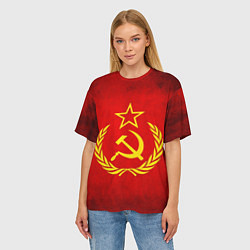 Футболка оверсайз женская СССР - старый флаг, цвет: 3D-принт — фото 2