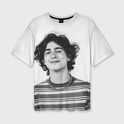 Женская футболка оверсайз Timothee Chalamet black white photo