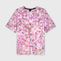 Женская футболка оверсайз Абстрактное множество розовых и фиолетовых треугол