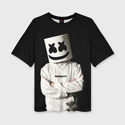 Женская футболка оверсайз Marshmello на чёрном фоне