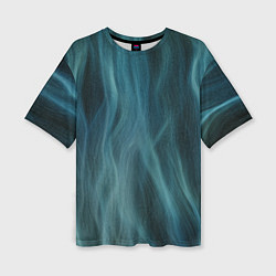 Женская футболка оверсайз Прерывистый абстрактный синий дым во тьме