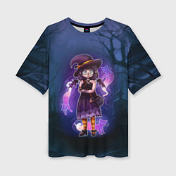 Женская футболка оверсайз Ведьма-малолетка с котами - Halloween