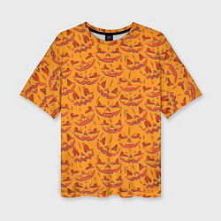 Женская футболка оверсайз Halloween Pumpkin Pattern