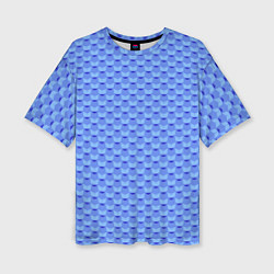 Женская футболка оверсайз Синий геометрический узор текстура