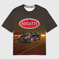 Футболка оверсайз женская Bugatti на ночной дороге, цвет: 3D-принт