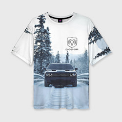 Футболка оверсайз женская Dodge in winter forest, цвет: 3D-принт