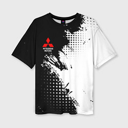 Женская футболка оверсайз Mitsubishi - черно-белая абстракция