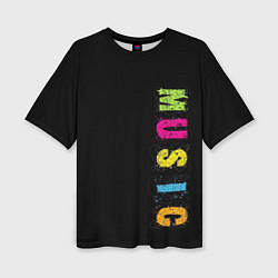 Женская футболка оверсайз Music разноцветная музыка