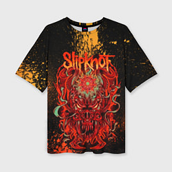 Женская футболка оверсайз Slipknot - red monster