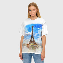 Футболка оверсайз женская Париж Эйфелева башня рисунок, цвет: 3D-принт — фото 2
