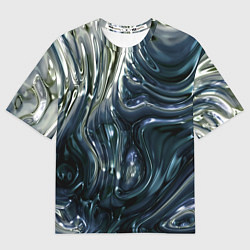 Женская футболка оверсайз Aesthetic visual art metal slime