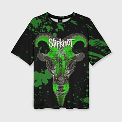 Женская футболка оверсайз Slipknot зеленый козел